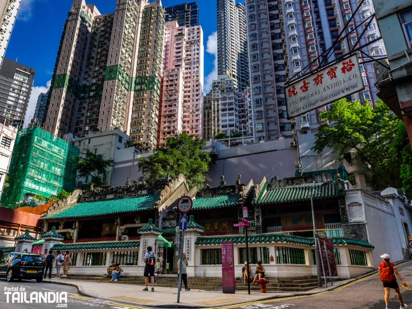 Exterior del templo Man Mo en Hong Kong