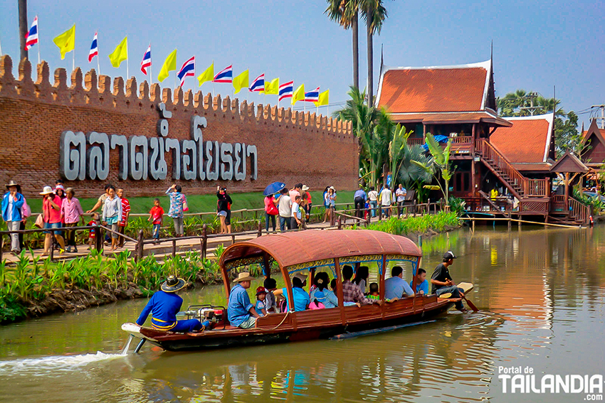 Mercado flotante en Ayutthaya