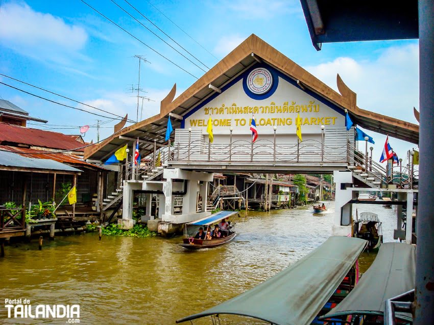 Llegada al mercado flotante de Bangkok