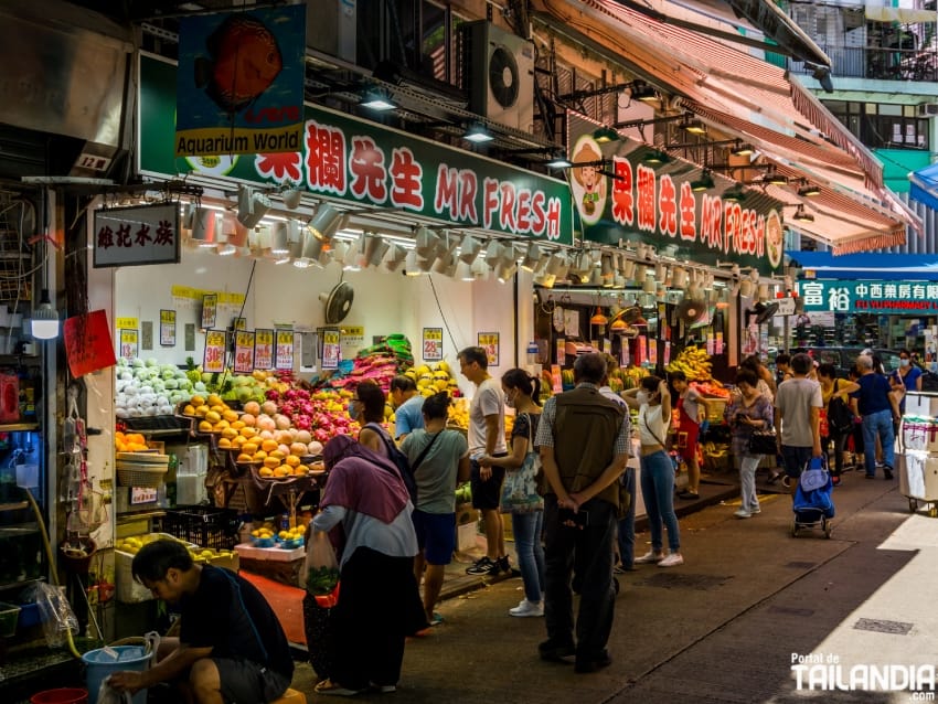 Mercado de Wan Chai en la isla de Hong Kong