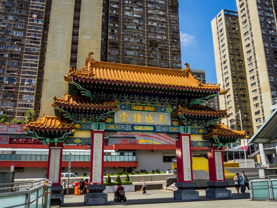 Llegando al templo de Hong Kong